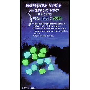 ENTERPRISE TACKLE Sweetcorn Hair Stop Niteglow Mini Green and Blue